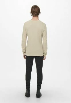 Only & Sons ONSPANTER STRUC CREW NOOS - Jumper - Beige -Only & Sons shop 08542fb22992467989c80b949346ddb9