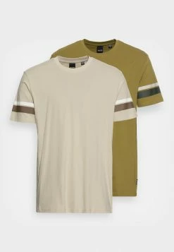 Only & Sons ONSSLEEVESTRIPE TEE 2 PACK - Print T-shirt - Light Brown