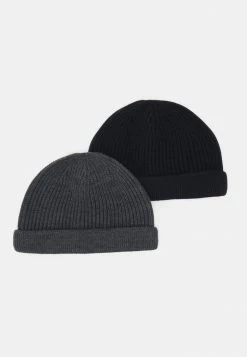 Only & Sons ONSSHORT BEANIE 2 PACK - Beanie - Black/dark Grey Melange