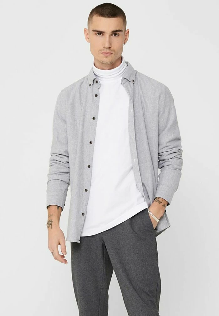 Only & Sons Shirt - Medium Grey Melange 3 Only & Sons Shirt - Medium Grey Melange