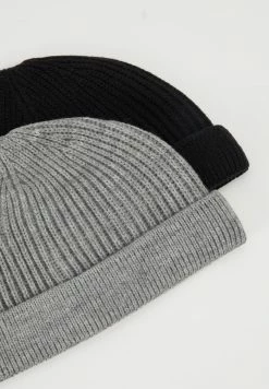 Only & Sons ONSSHORT BEANIE 2 PACK - Beanie - Black/grey Melange -Only & Sons shop 1da884a5ef894eddb2a17e3034c1f9f9