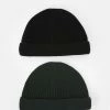 Only & Sons ONSSHORT BEANIE 2 PACK - Beanie - Black/dark Green -Only & Sons shop 32676b1f38d64d0785f55684a076de89
