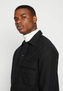 Only & Sons ONSTOM LIFE SLUB SOLID - Shirt - Black -Only & Sons shop 3641998ad96849b39e8cc90463f224f1