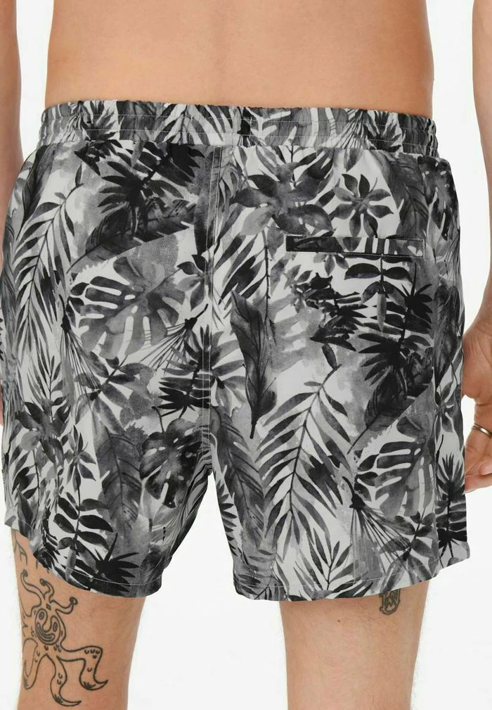 Only & Sons GEMUSTERTE - Swimming Shorts - Black 6 Only & Sons GEMUSTERTE - Swimming Shorts - Black - Image 4
