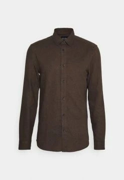 Only & Sons ONSBEN SLIM HERRINGBONE - Shirt - Brown -Only & Sons shop 44c1d9a43cfa49babddd248a4c96ebec