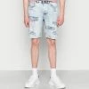 Only & Sons ONSAVI DAMAGE - Denim Shorts - Blue Denim
