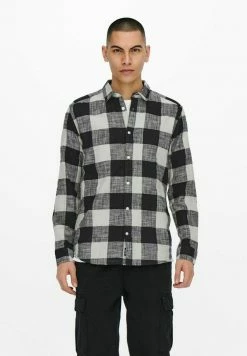 Only & Sons ONSARN LS SLUB CHECK SHIRT - Shirt - Black