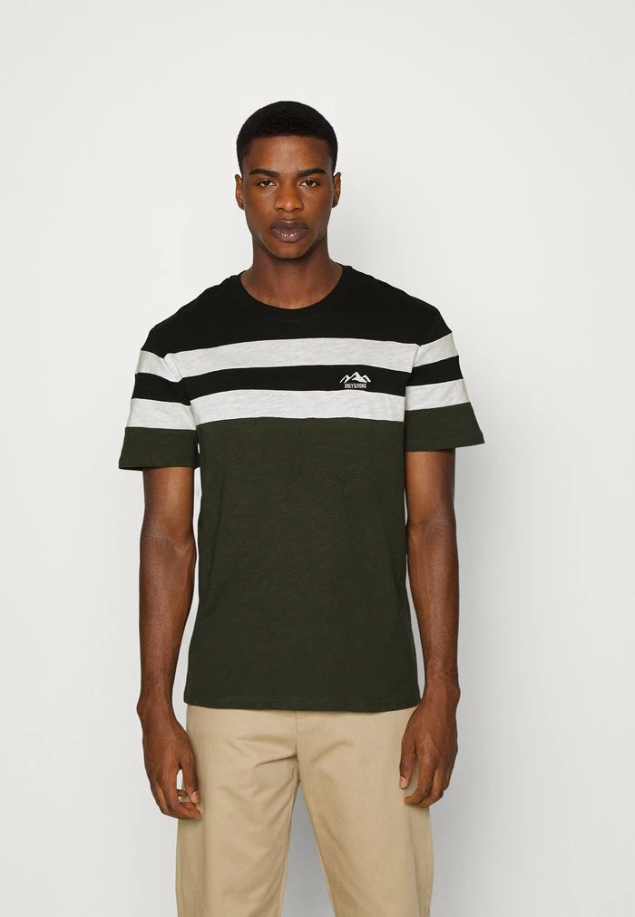 Only & Sons ONSSILAS REGULAR LOGO TEE - Print T-shirt - Black/khaki 3 Only & Sons ONSSILAS REGULAR LOGO TEE - Print T-shirt - Black/khaki