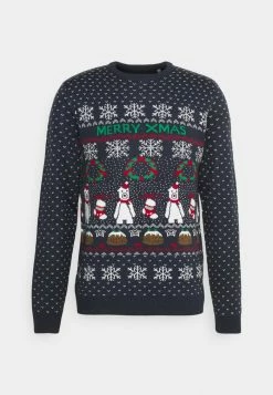 Only & Sons CREW JAQUARD - Jumper - Dark Navy -Only & Sons shop 9cc706bd13eb415b812bc90b6f75a0bd