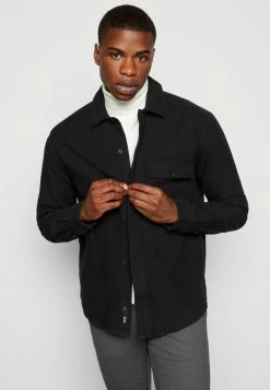 Only & Sons ONSTOM LIFE SLUB SOLID - Shirt - Black -Only & Sons shop be209203faf34da2b6fc123765b3fdad